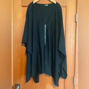 Zipper Front Flowy Poncho